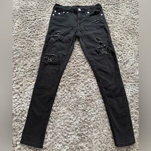 True Religion Black skinny jeans with silver studs Size 28